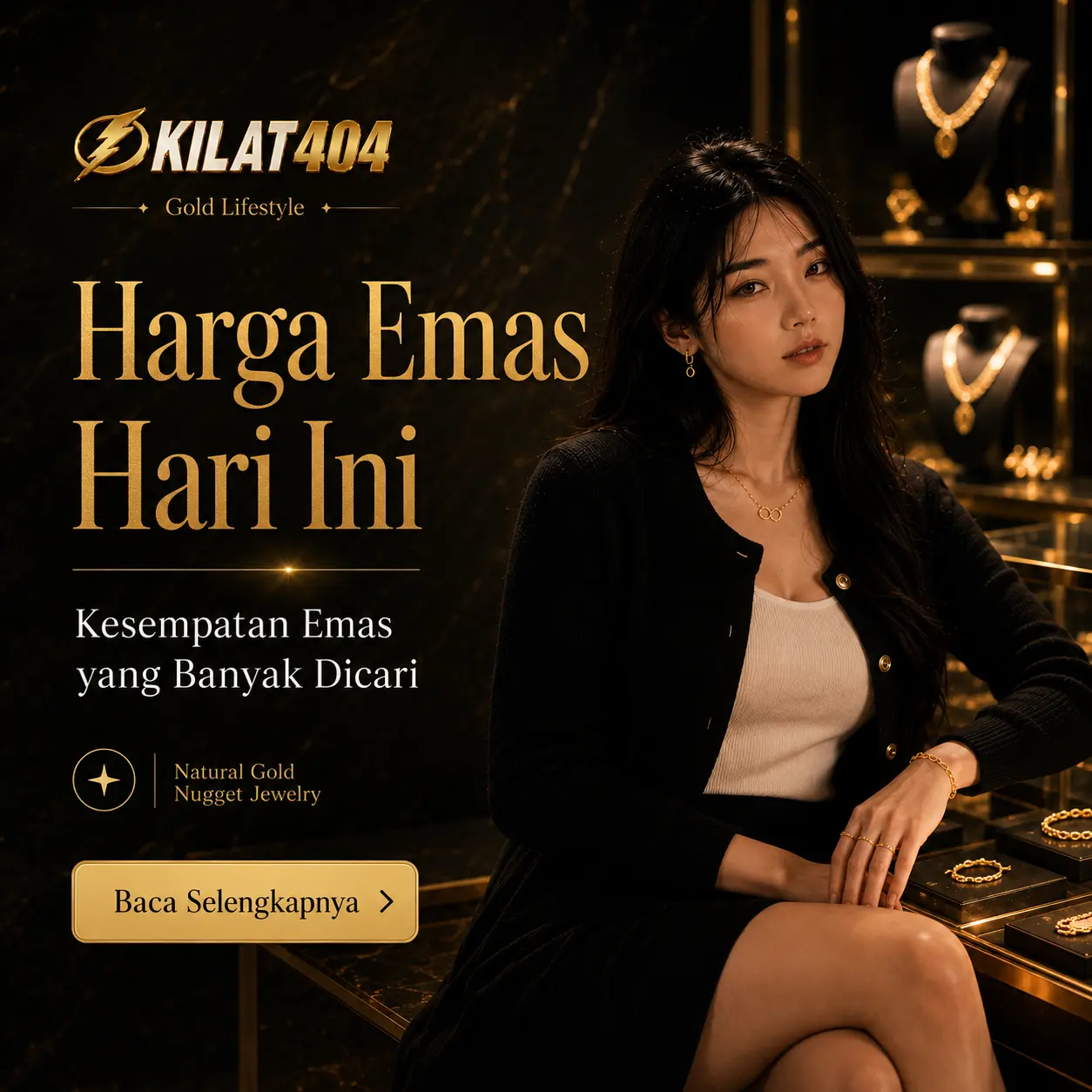 Harga emas hari ini dan kesempatan emas dengan visual Rachel Gracia di butik perhiasan emas